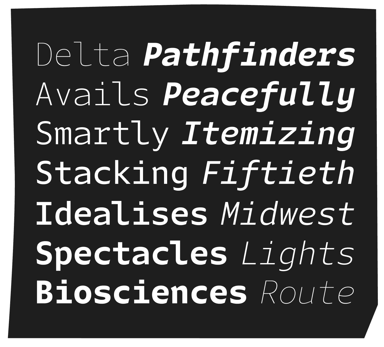 <b class="accent">FIG. 20 — </b> Comparison of Portamento’s monospace fonts Roman (left) and Italic (right).