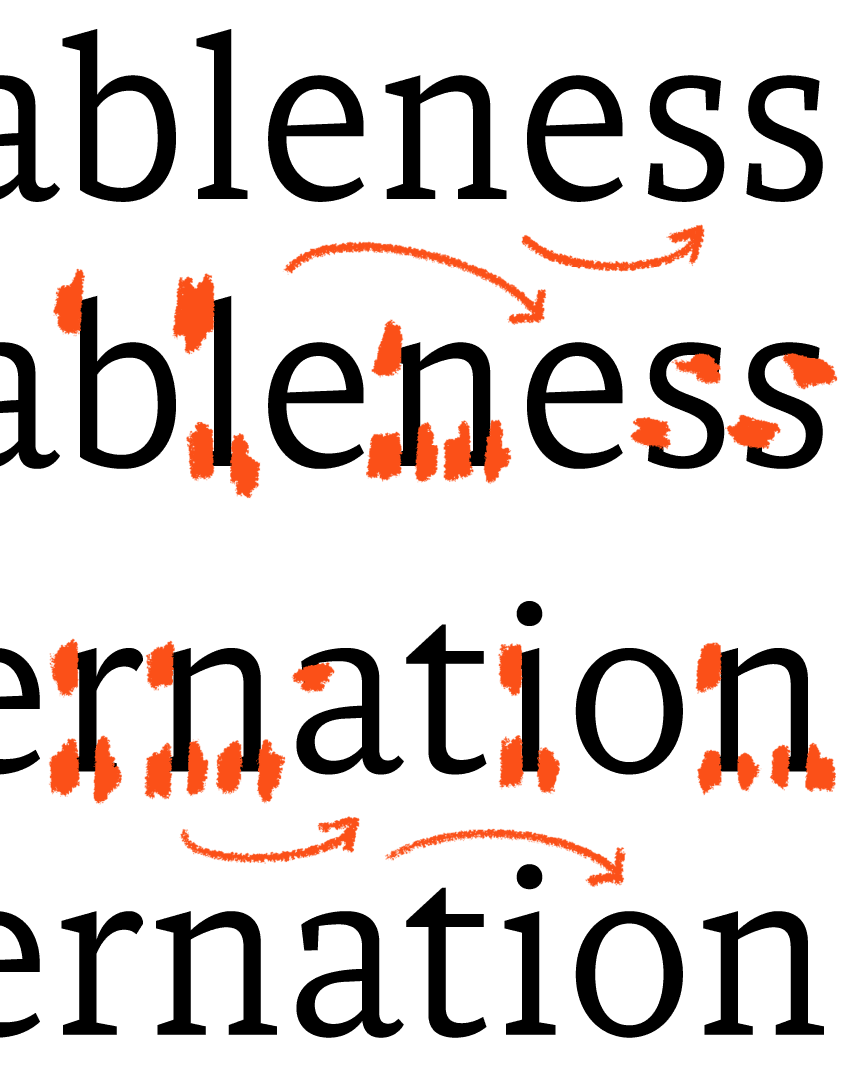 <b class="accent">FIG. 3 — </b> Early drawing explorations for Root Sans and Serif, which were drawn in parallel with each other, rather than in sequence.