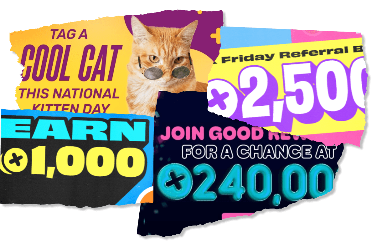 <b class="accent">FIG. 2 — </b> Samples of previous marketing campaigns by the talented 
Fetch team, using many different fonts and styles.